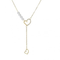 ECARLA naszyjnik ze stali szlachetnej pozłacanej SERCA perełki NST2172