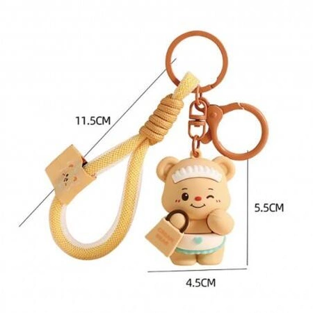 ECARLA brelok do kluczy Miś Pokojówka torebka Krem BRL334