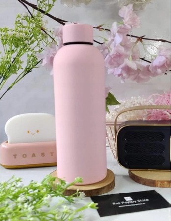 ECARLA bidon ze stali nierdzewnej, butelka termiczna 500ml Brudny Róż BD46R