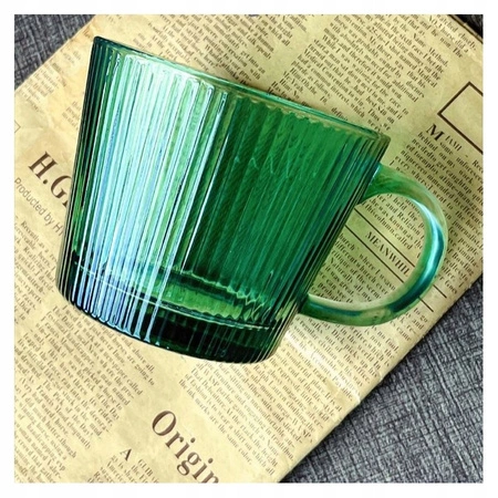 ECARLA filiżanka ryflowana duża 380ml Butelkowa Zieleń SZK178