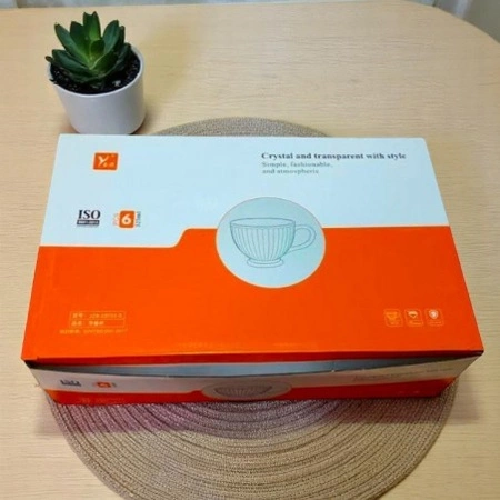 ECARLA zestaw szklanek, filiżanek ryflowanych dużych 430ml Bezbarwne SZK150