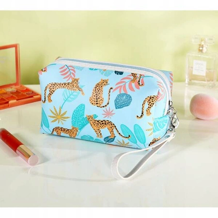 ECARLA kosmetyczka kuferek rozkładana podłużna Safari niebiieska KS80