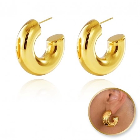 ECARLA kolczyki ze stali szlachetnej platerowanej 14k złotem GRUBE KOŁA KST3324