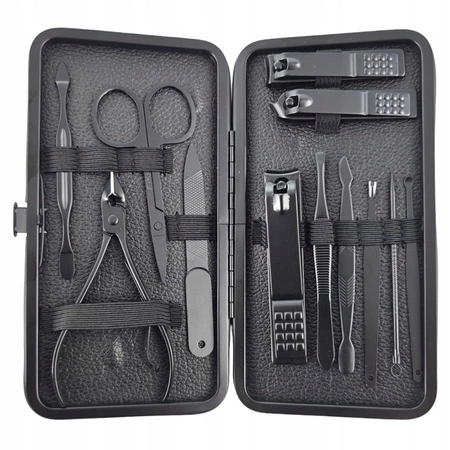 ECARLA zestaw akcesoriów do manicure w etui 12szt Czarny AK21