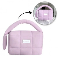 ECARLA kosmetyczka pikowana, kuferek z rączką 18,5x12,5x13cm Fiolet KS140FIO