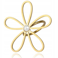 ECARLA pierścionek ze stali chirurgicznej platerowanej złotem regulowany PST938