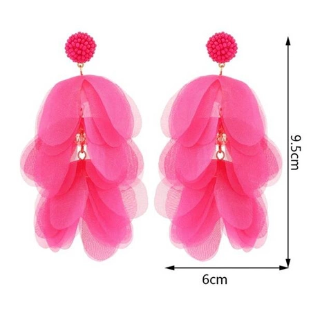 ECARLA kolczyki chwosty wiszące Boho Pudrowy róż K1676R