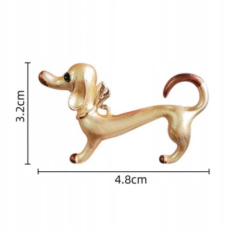 ECARLA broszka ozdobna Złoty Piesek Jamnik BZ166