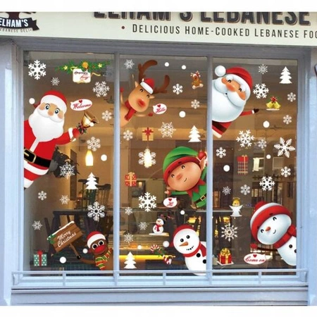 ECARLA naklejki na szybę świąteczne kolorowe 6 arkuszy 25x35cm NKD11