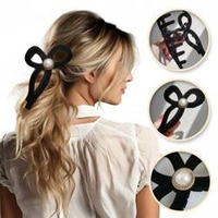 ECARLA spinka-klamra do włosów Vintage Velvet Czarna z perłą SP336