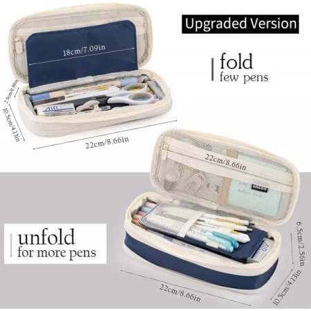 ECARLA piórnik wielofunkcyjny trzykomorowy Special Granatowy PR03GRAN