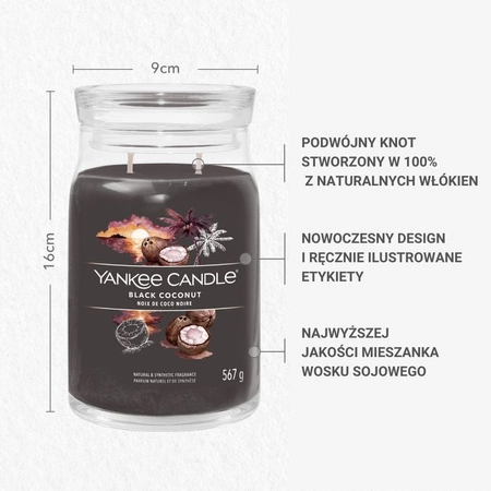 YANKEE CANDLE Signature Duża świeca w słoiku BLACK COCONUT 567g