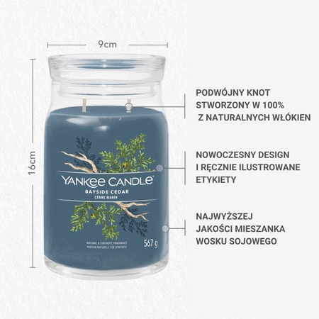 YANKEE CANDLE Signature Duża świeca w słoiku BAYSIDE CEDAR 567g