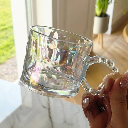 ECARLA szklanka opalizująca z uchem do kawy, drinków 260ml SZK55 1szt