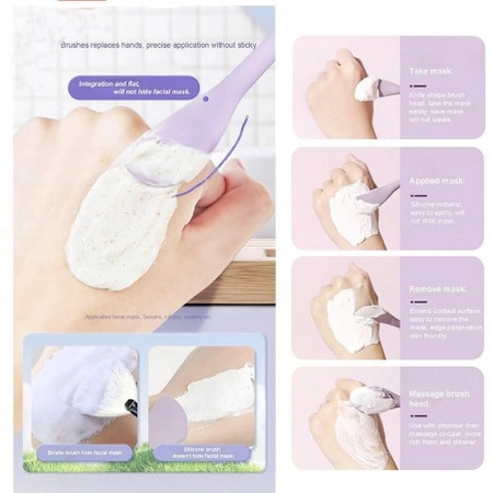 ECARLA szczoteczka do pielęgnacji twarzy z aplikatorem 17,2x2,9cm Fiolet AK15FIO