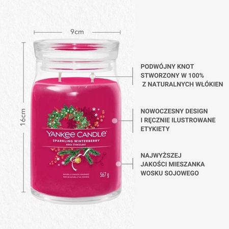 YANKEE CANDLE Signature Duża świeca w słoiku SPARKLING WINTERBERRY 567g