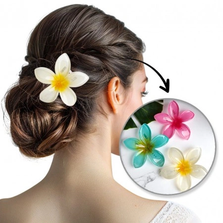 ECARLA spinka-klips do włosów Kwiat Moana Ombre 6cm Biało żółty SP404