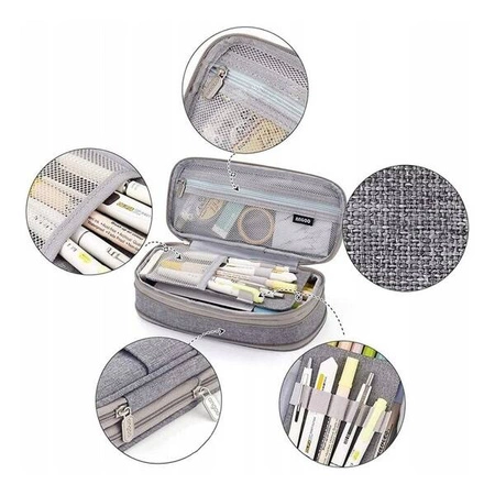 ECARLA piórnik wielofunkcyjny dwukomorowy Angoo Szary PR06SZ