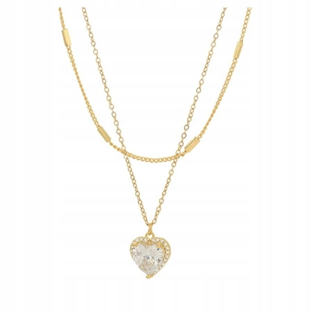 ECARLA naszyjnik ze stali szlachetnej pozłacanej cyrkonie SERCE NST1629