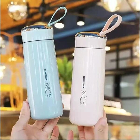 ECARLA bidon z uchwytem, koszyczkiem i rurką 400ml Nice Niebieski BD12N