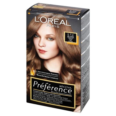 LOREAL Preference farba do włosów 7.1 Islande Popielaty blond