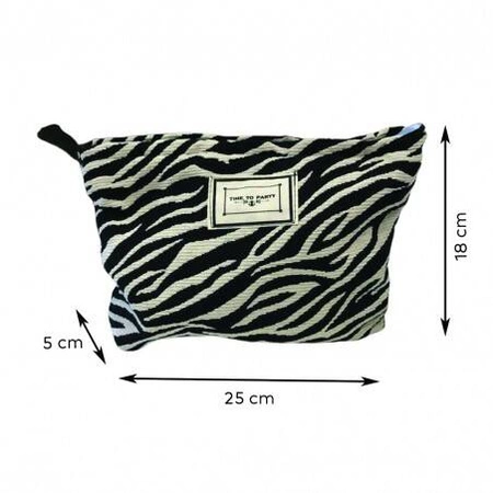 ECARLA kosmetyczka jednokomorowa Zeberka 25x5x18cm Czarno Biała KS116