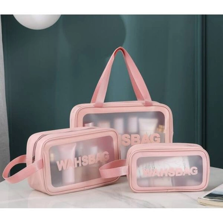 ECARLA zestaw 3 kosmetyczek WASHBAG Pudrowy róż KS83
