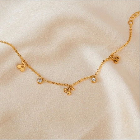 ECARLA bransoletka na rękę ze stali chirurgicznej pozłacanej Wisienki BST1519