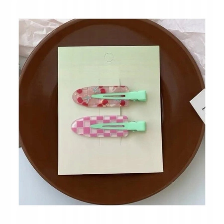 ECARLA zestaw spinek do włosów 2szt Wisienki Krata SP392