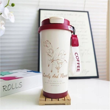 ECARLA kubek termiczny uchwytem i ustnikiem 550ml Kremowy BD28WZ4