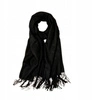 ECARLA szal z frędzlami, chusta 70x 200cm Czarny SZA40CZ