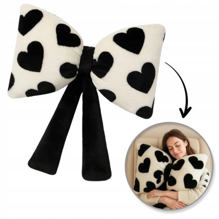 ECARLA poduszka dekoracyjna puchata 40x50cm DUŻA KOKARDA W SERCA PDS24