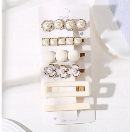 ECARLA zestaw eleganckich wsuwek do włosów Białe SP256 6szt