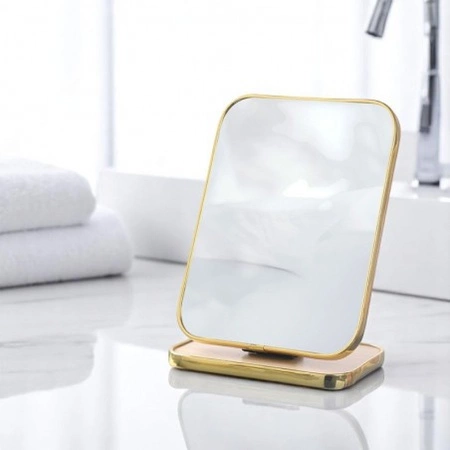 ECARLA lusterko kosmetyczne stojące, jednostronne Złota ramka 15x20cm L19