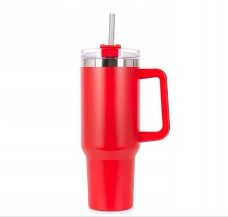 ECARLA kubek termiczny z uchwytem i rurką 1l Czerwony CUP15