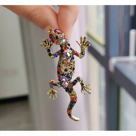 ECARLA broszka kryształowa Kolorowy Kameleon BZ167