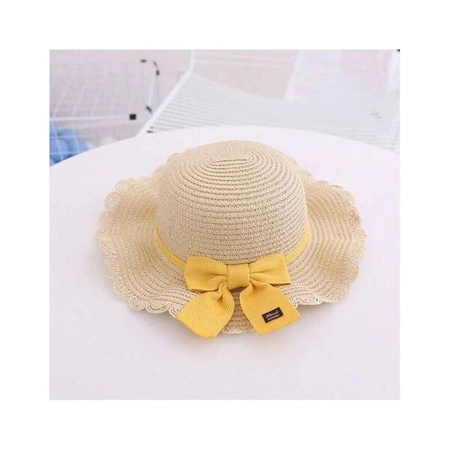 ECARLA kapelusik i torebka słomkowa, dziecięca BOHO słoneczny 52cm CZ45