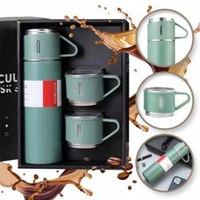 ECARLA termos 500ml z 3 kubkami zapakowany na preznt Zielony BD24ZIE