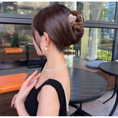 ECARLA spinka do włosów Serca transparentna 8x6cm Bursztynowa SP376