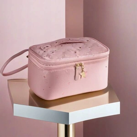 ECARLA kuferek kosmetyczka 2w1 rozkładana, różowa KS97R