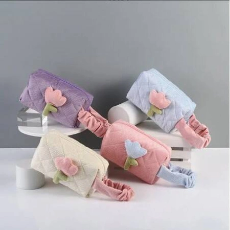 ECARLA kosmetyczka pikowana Fioletowa Tulipan KS101WZ3