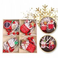 ECARLA zawieszki choinkowe drewniane 12szt Kubeczki BSN48