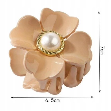 ECARLA spinka-klamra do włosów Kwiat z perełką Czarny SP355CZ