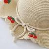 ECARLA kapelusik i torebka słomkowa, dziecięca Boho Wisienki 52cm CZ44