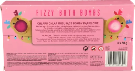 ESTETICA Chlapu Chlap Fizzy Bath Bombs kule do kapieli Renifery 3x50g