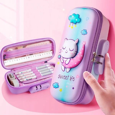 ECARLA piórnik wielofunkcyjny zamykany na kod Sweet Life Kotek PR10