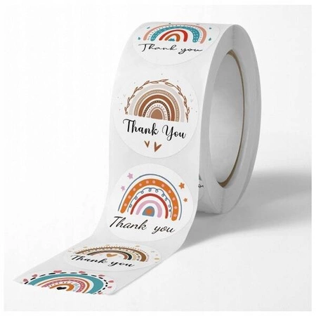 ECARLA naklejki na taśmie Thank You 25mm Tęcza NNK10 500szt
