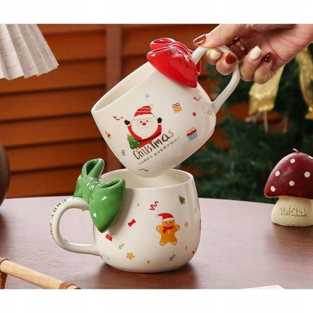 ECARLA kubek świąteczny z KOKARDĄ 400ml Czerwień KB25CZE