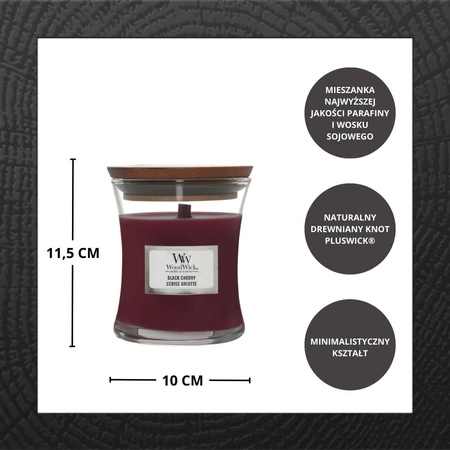 WOODWICK Pluswick Średnia świeca w słoiku BLACK CHERRY 275g