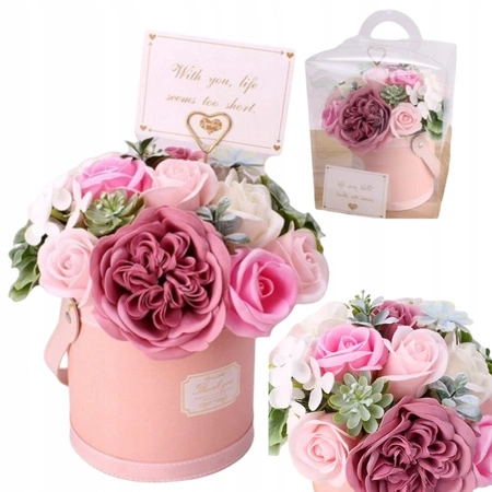 ECARLA Flower Box bukiet zapachowych kwiatów mydlanych Odcienie różru BUK10R